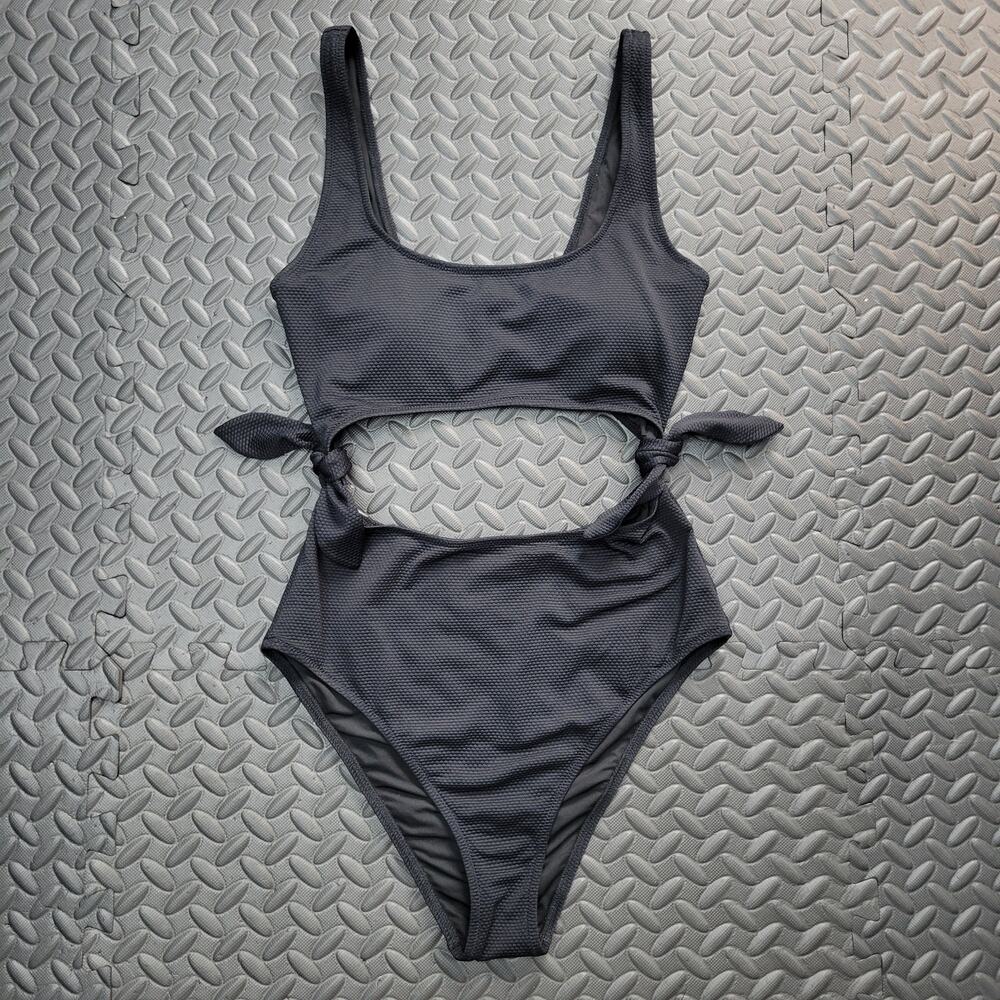 Aerie Textured Cutout One Piece Swimsuit Cheeky Small
